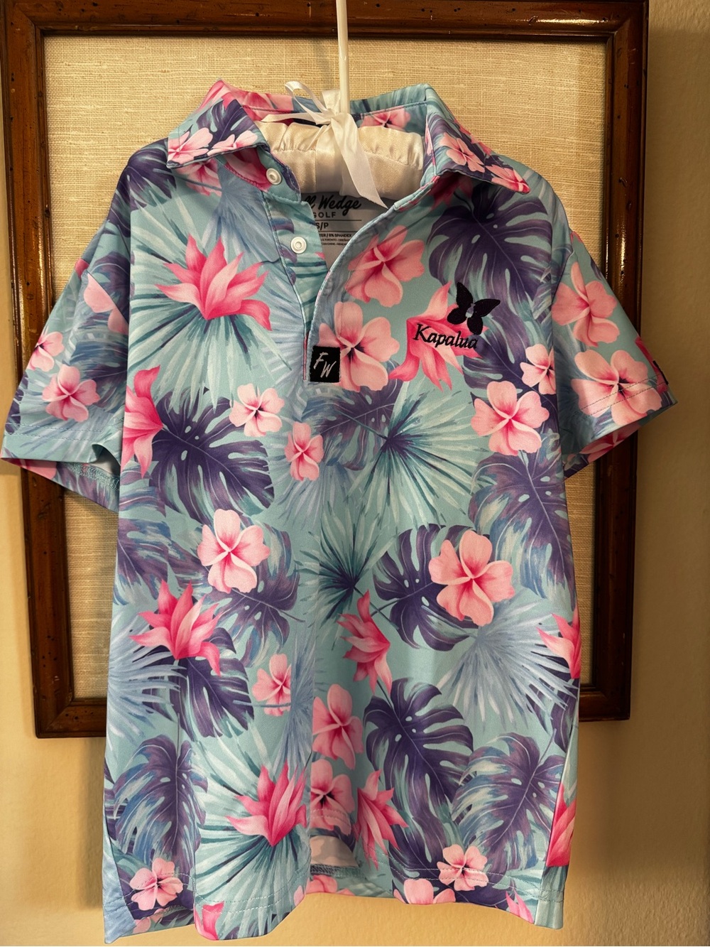 NWOT Girls Kapalua Tropical Golf Floral  Shirt - Light Blue, Purple & Pink